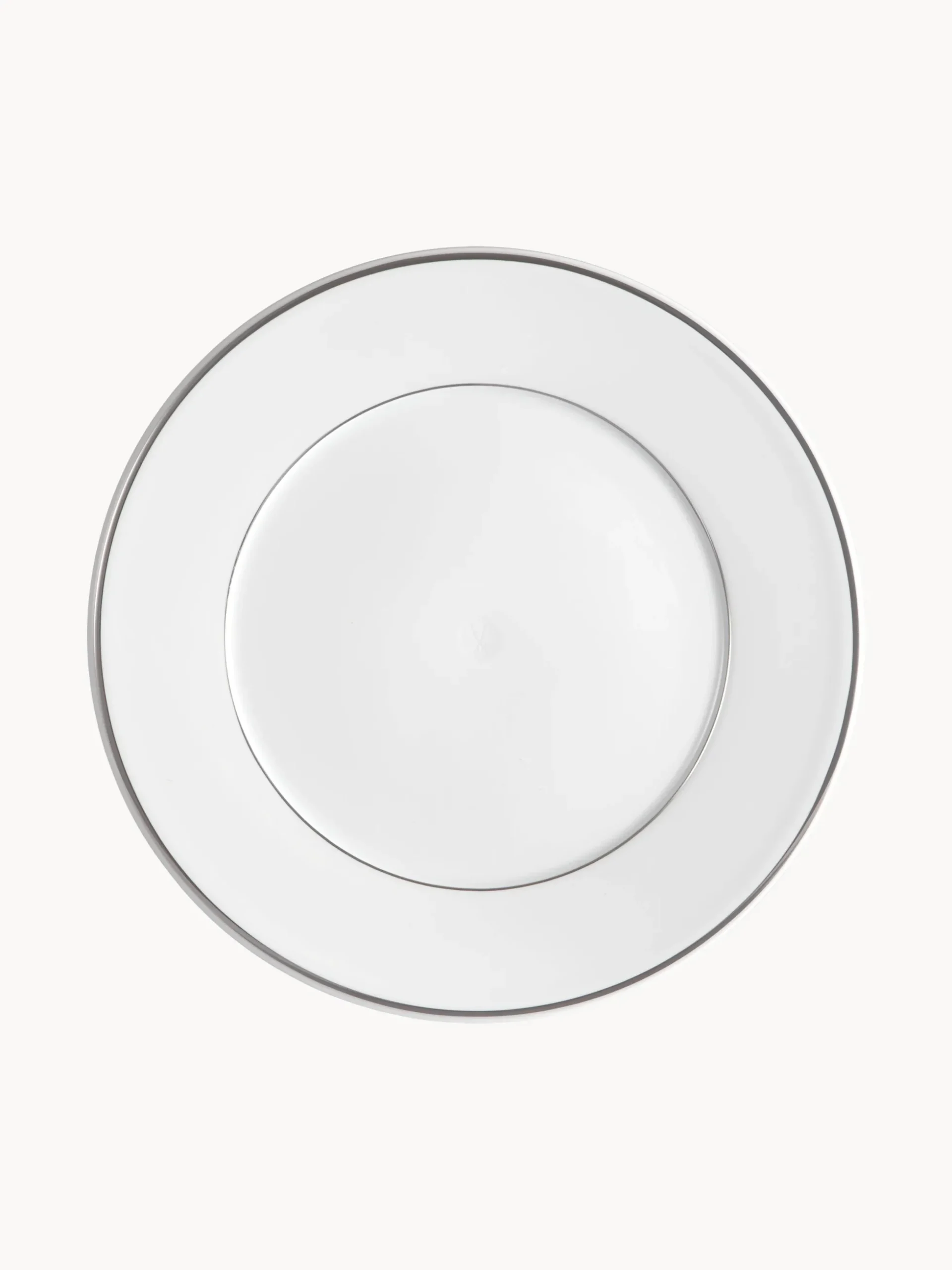Piatti piani fatti a mano in porcellana con bordo in platino dipinto a mano Vitruv 2 pz