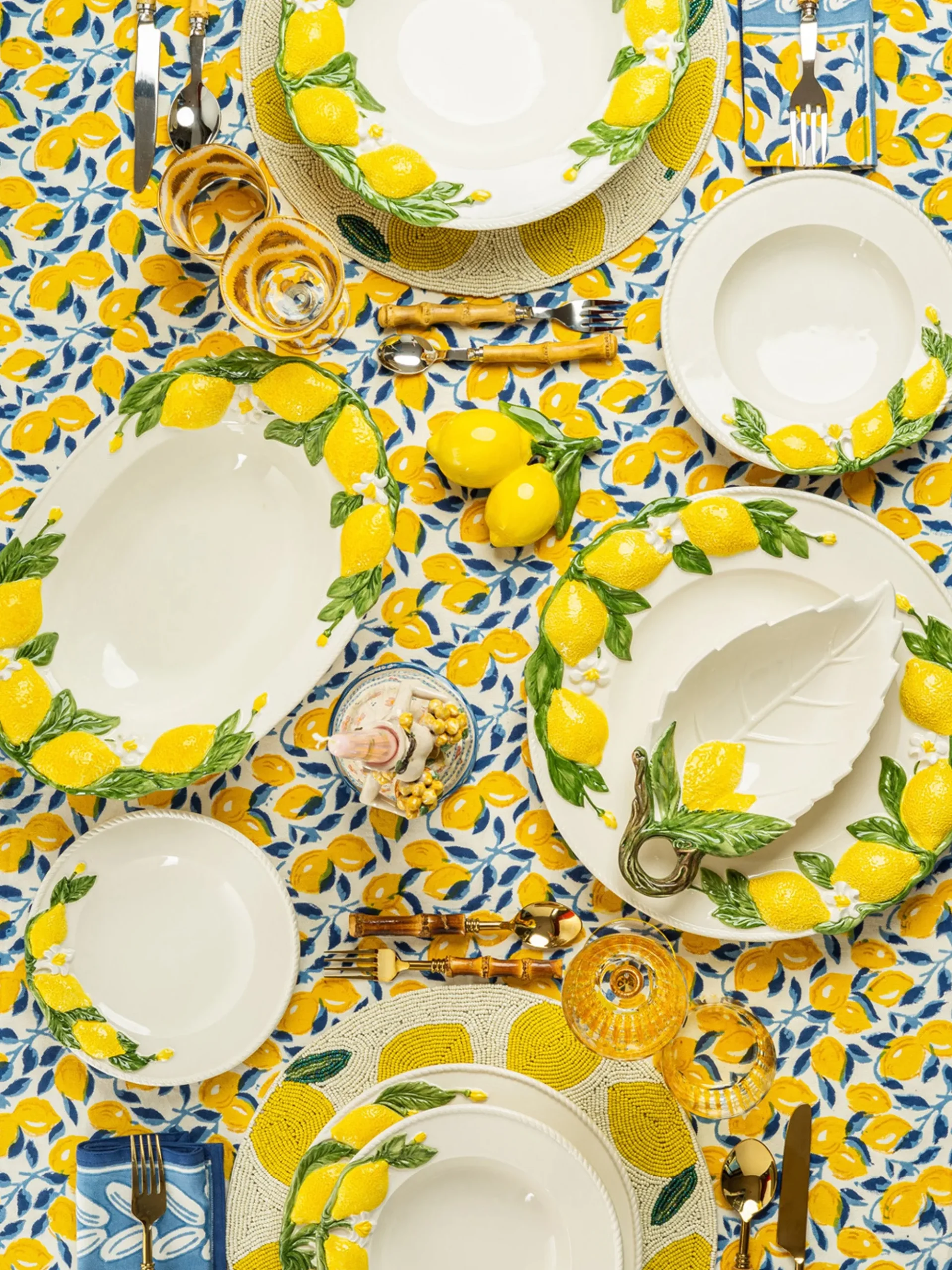 Piatto da portata dipinto a mano Lemon