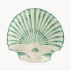 Piatto da portata dipinto a mano Shell Verde