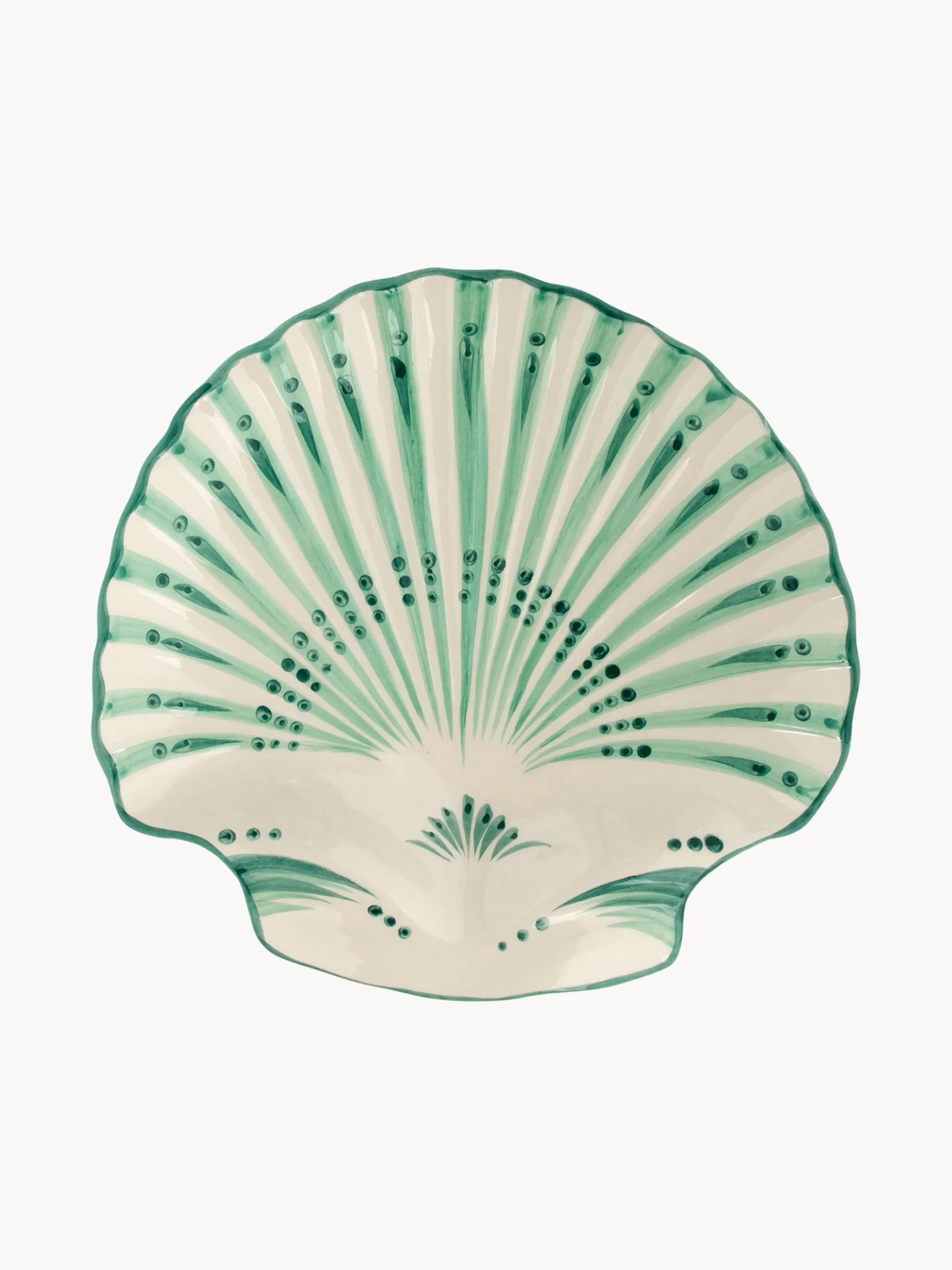 Piatto da portata dipinto a mano Shell Verde