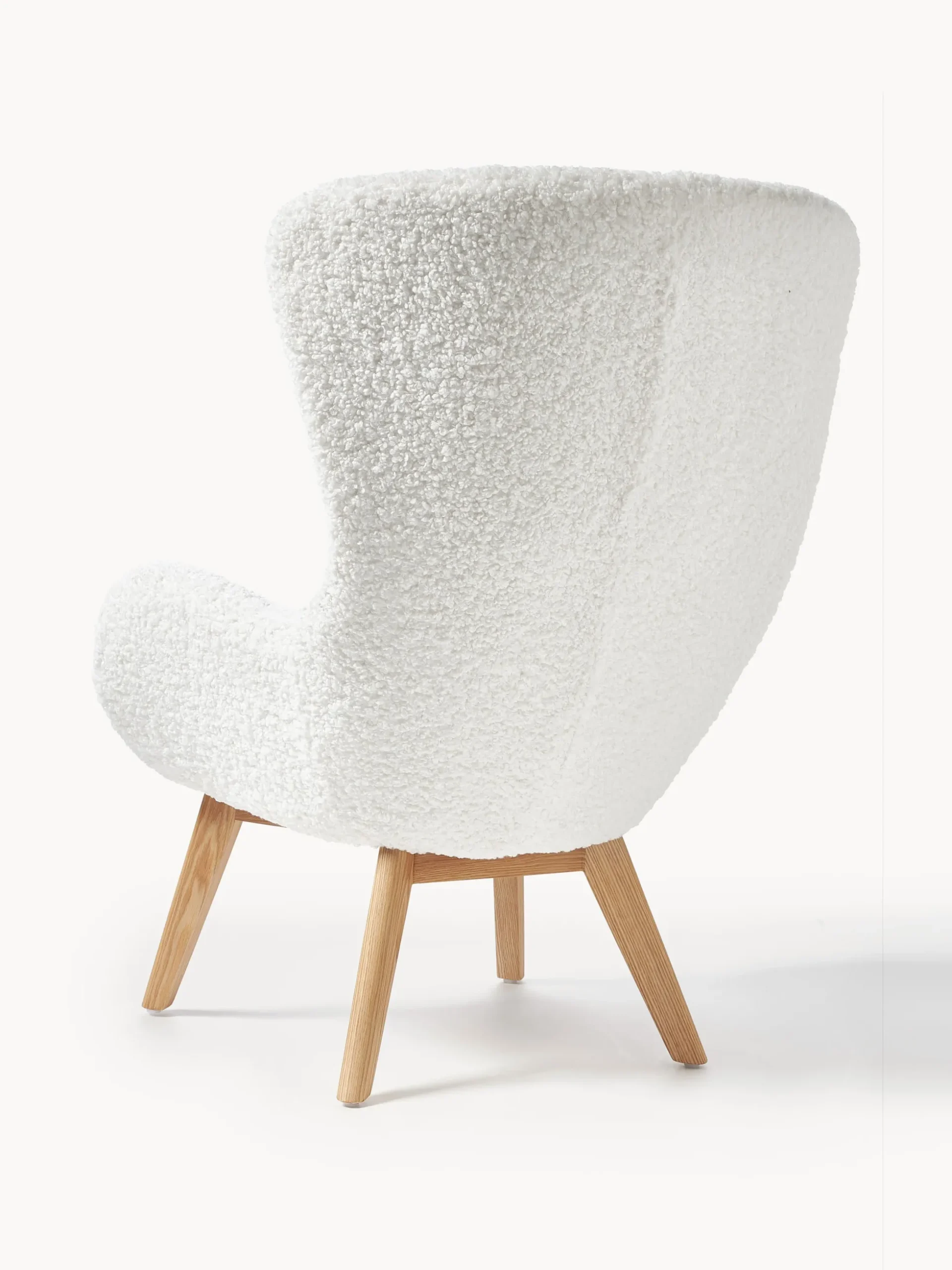 Poltrona in teddy con gambe in legno Wing