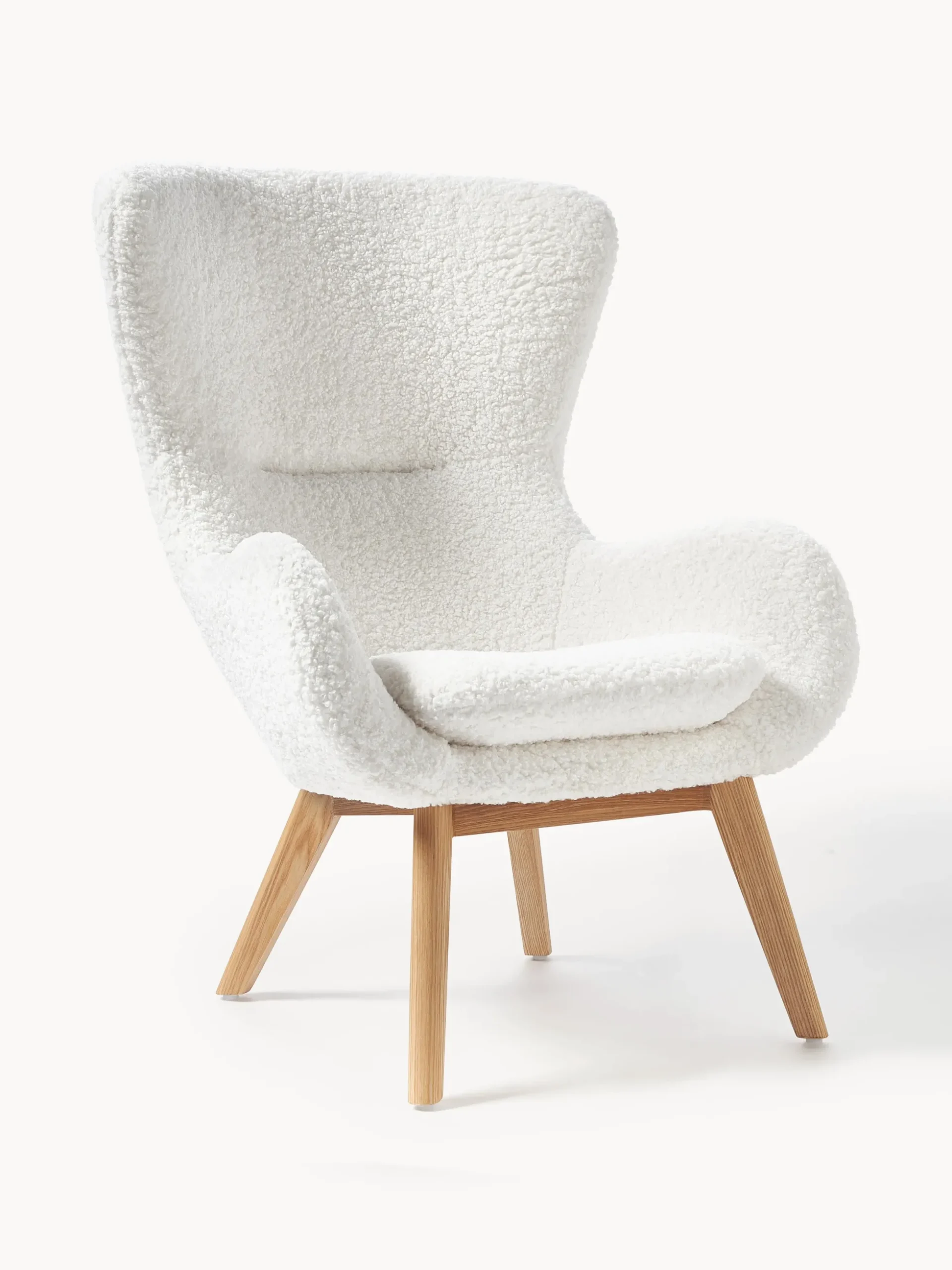 Poltrona in teddy con gambe in legno Wing