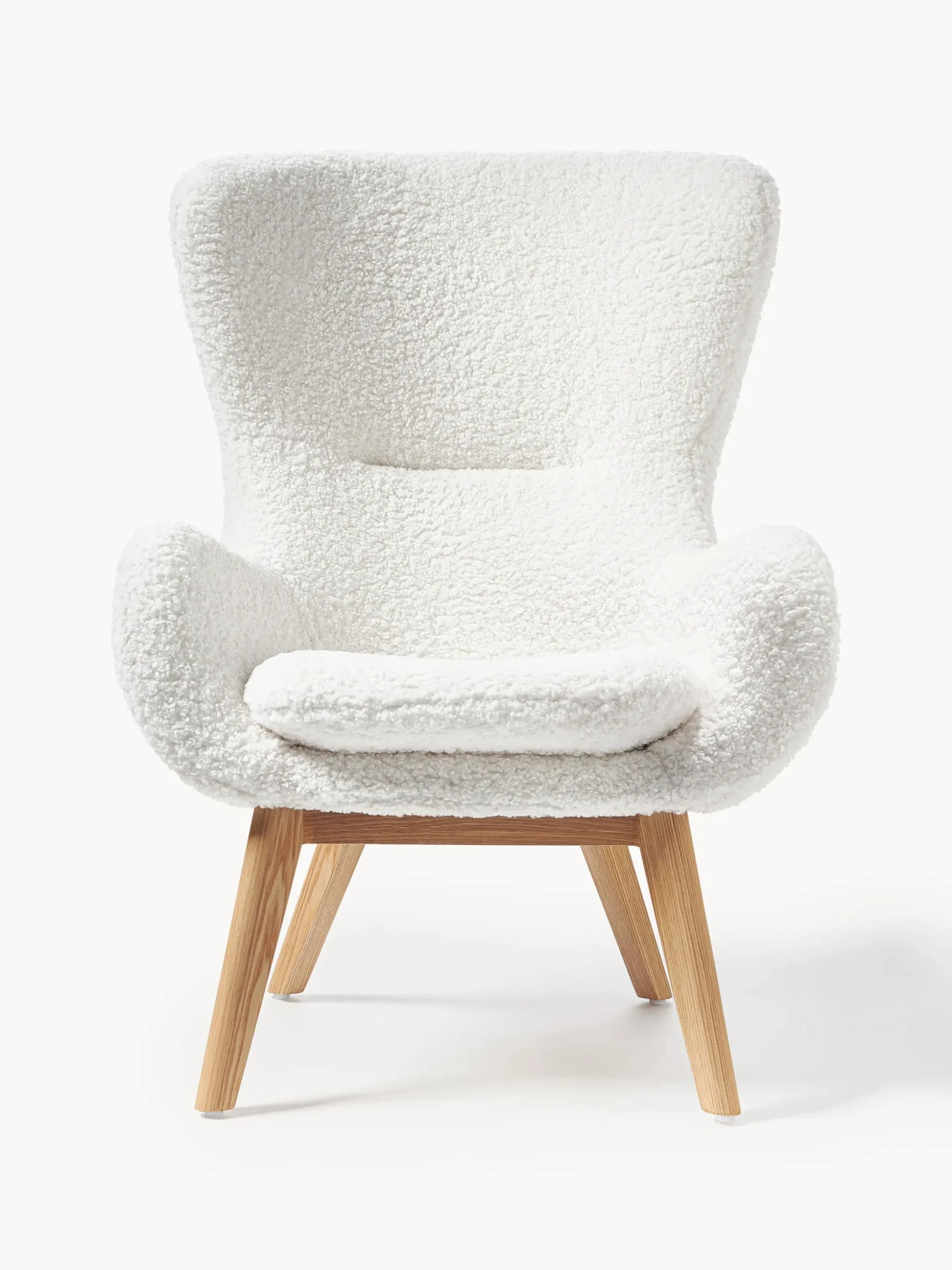 Poltrona in teddy con gambe in legno Wing