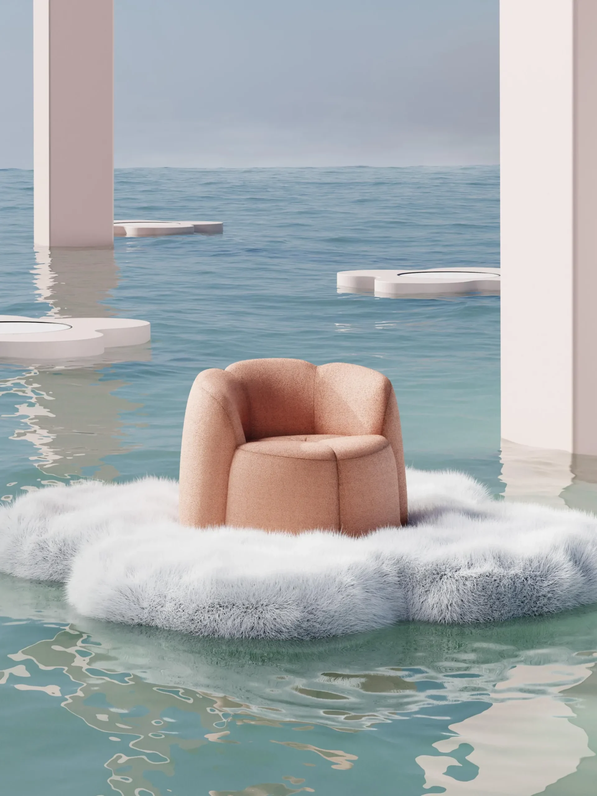 Poltrona lounge in bouclé Fleur