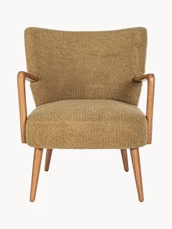 Poltrona lounge in teddy con braccioli Moritz