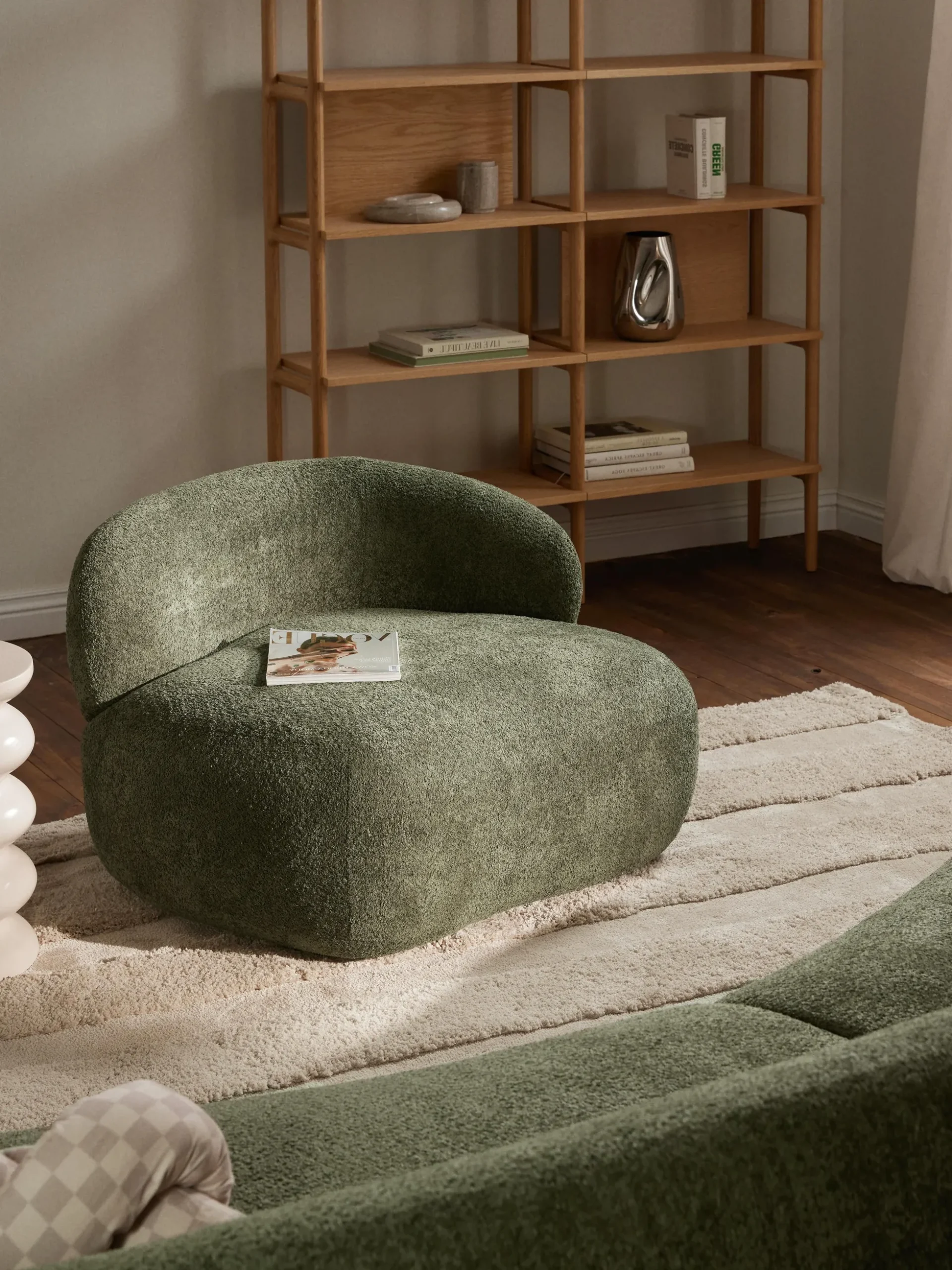 Poltrona lounge in teddy bouclé Alba
