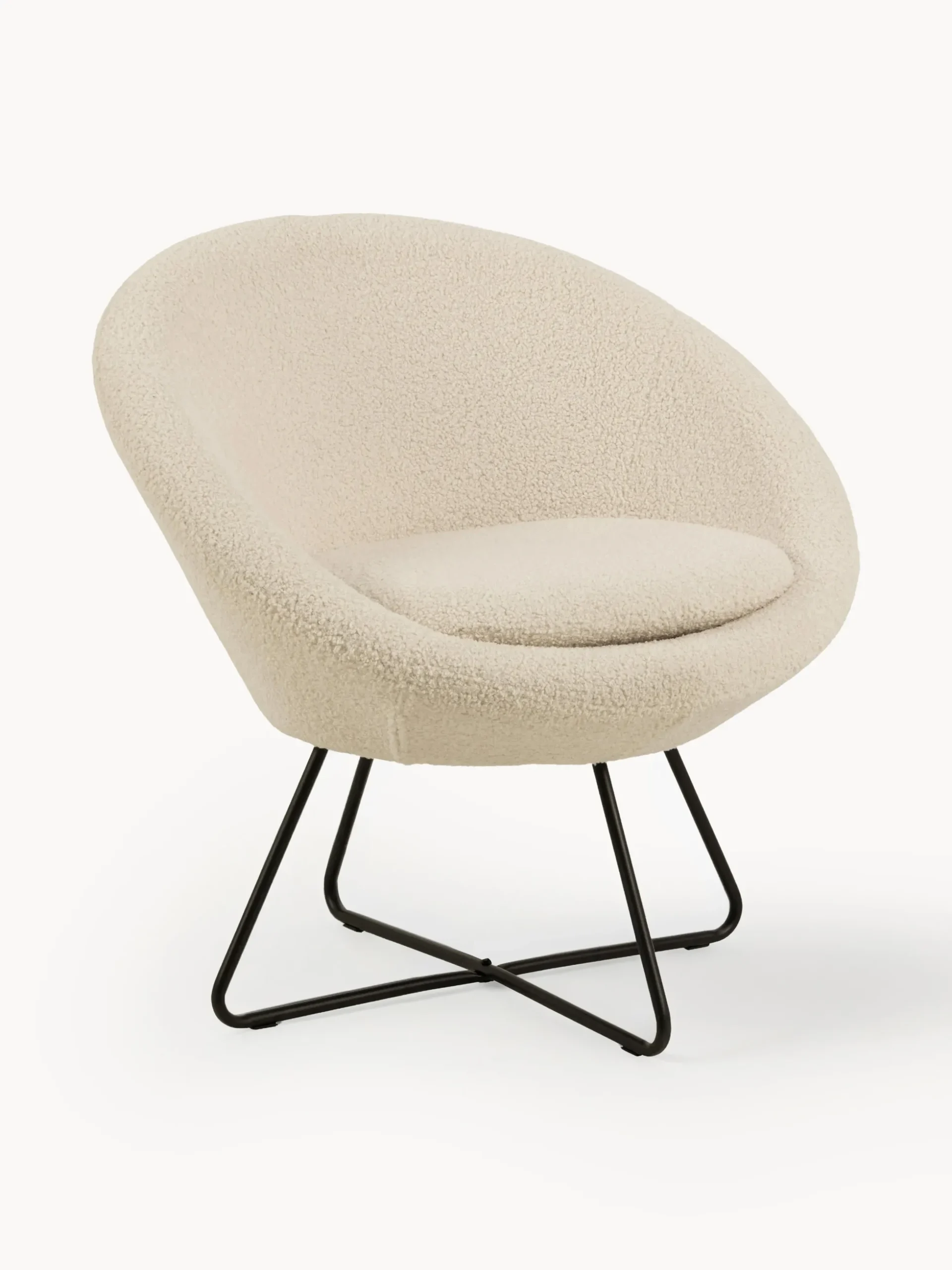 Poltrona lounge in teddy con gambe in metallo Center