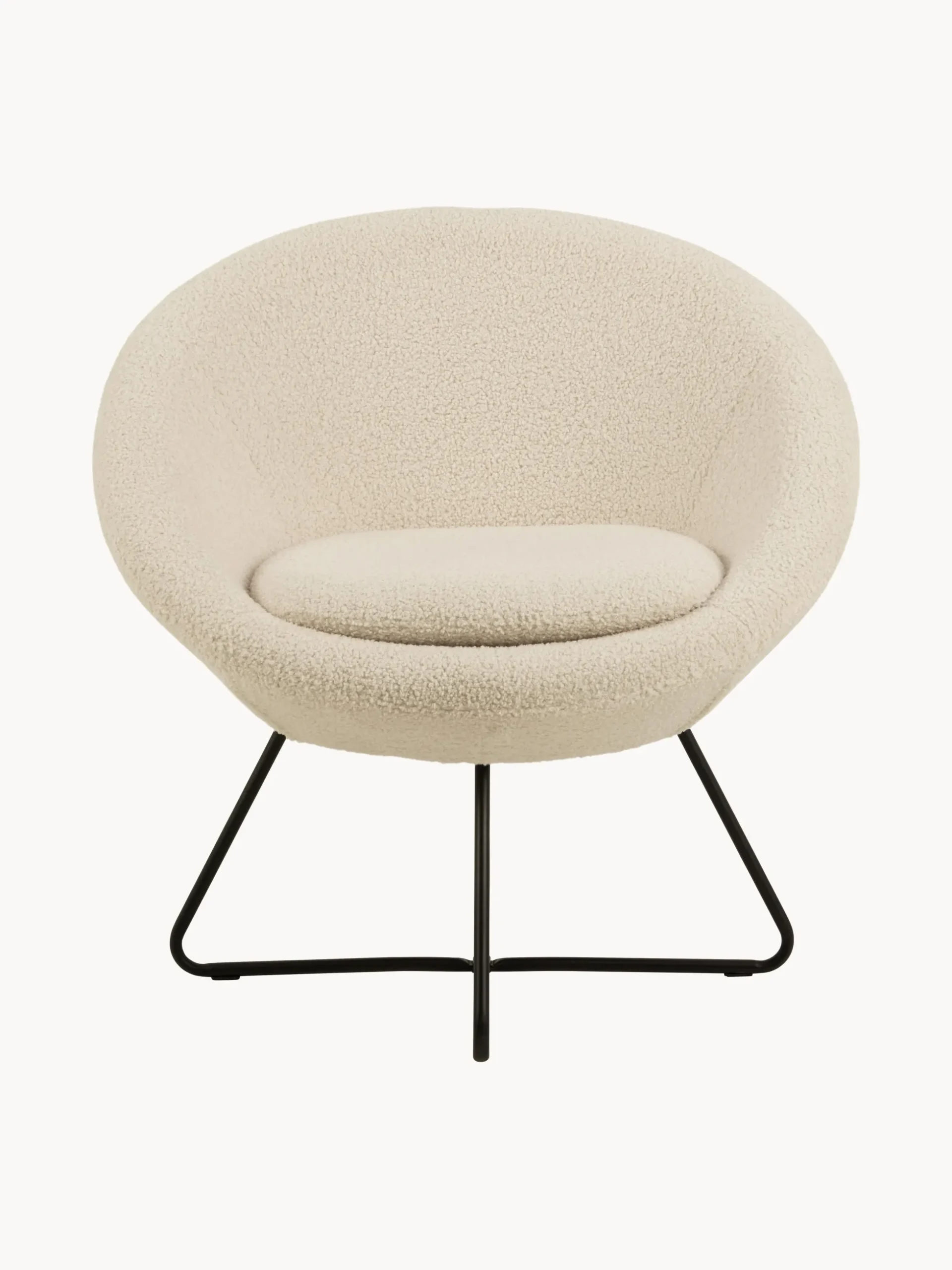Poltrona lounge in teddy con gambe in metallo Center