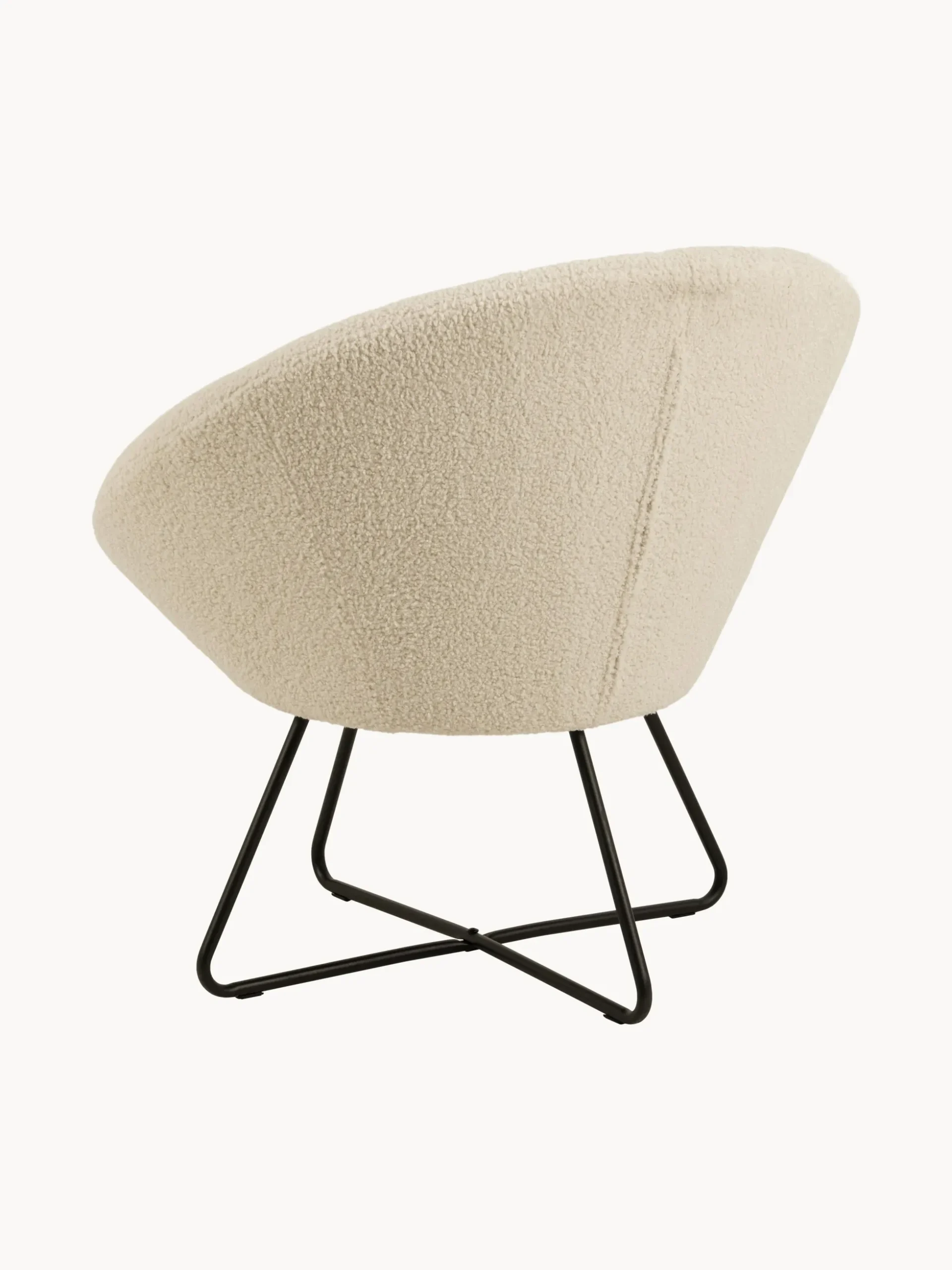 Poltrona lounge in teddy con gambe in metallo Center