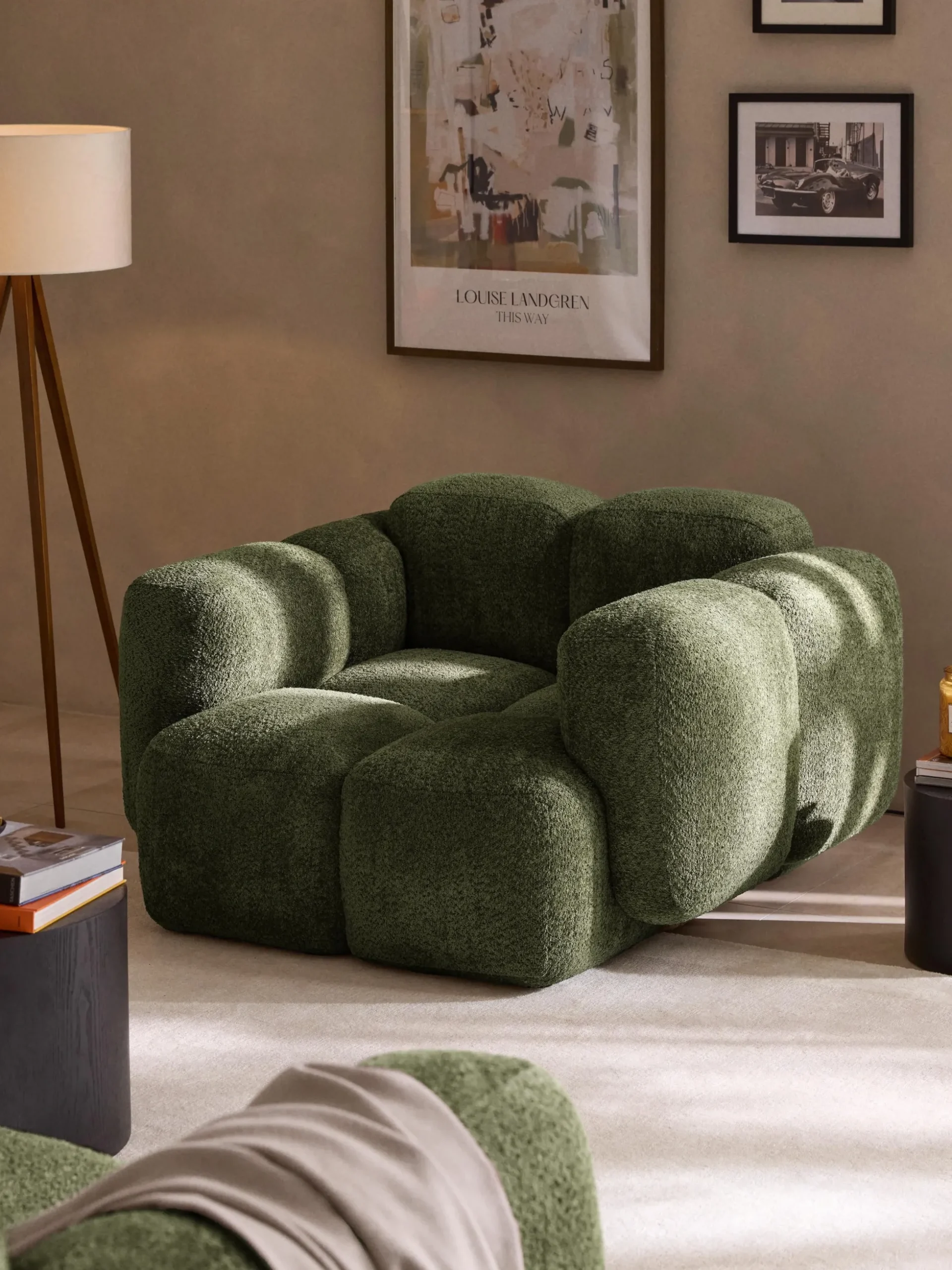 Poltrona lounge in teddy-bouclé Tayla