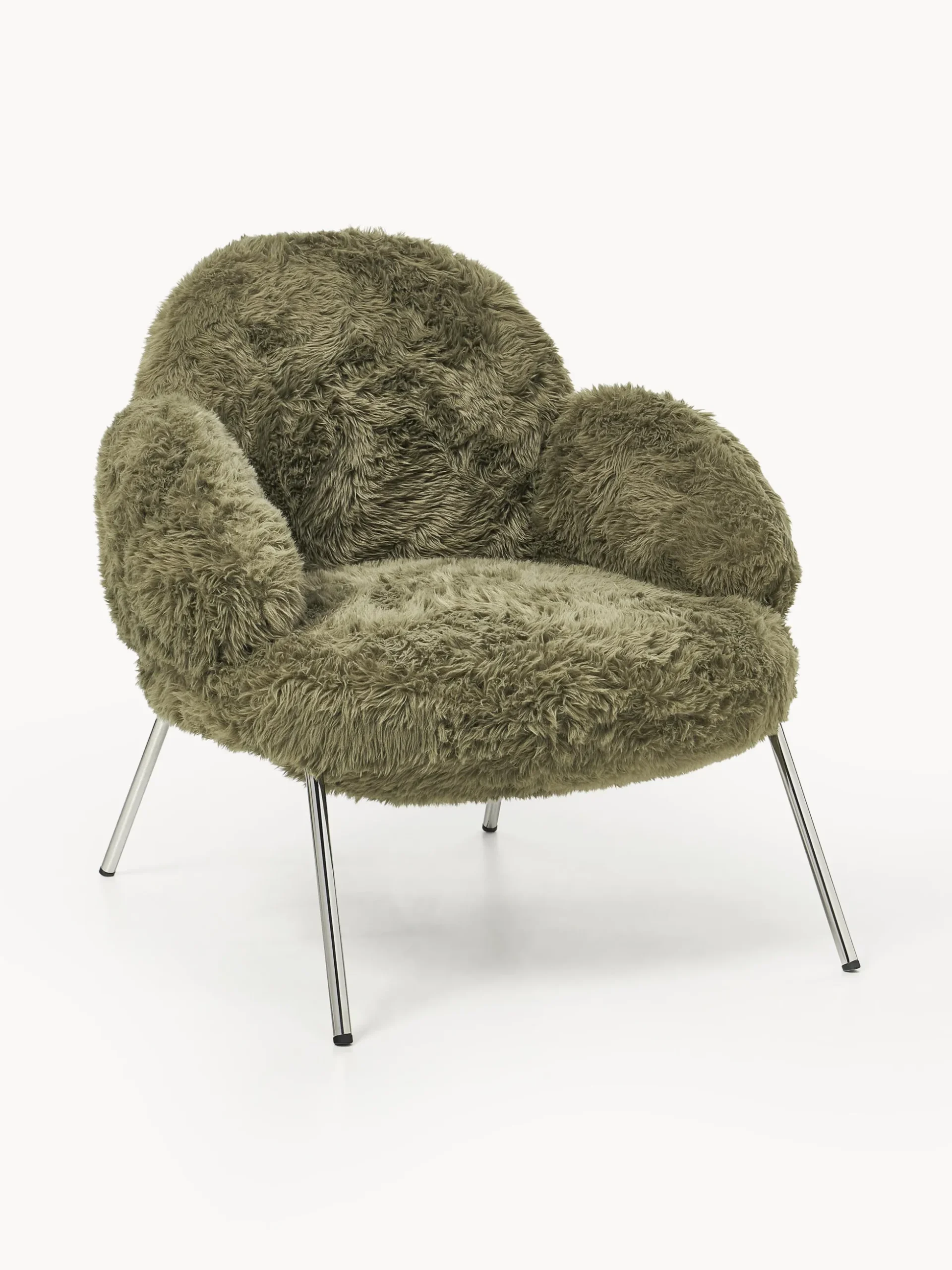 Poltrona lounge soffice con piedini in metallo Luan
