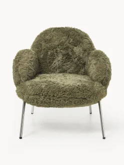 Poltrona lounge soffice con piedini in metallo Luan