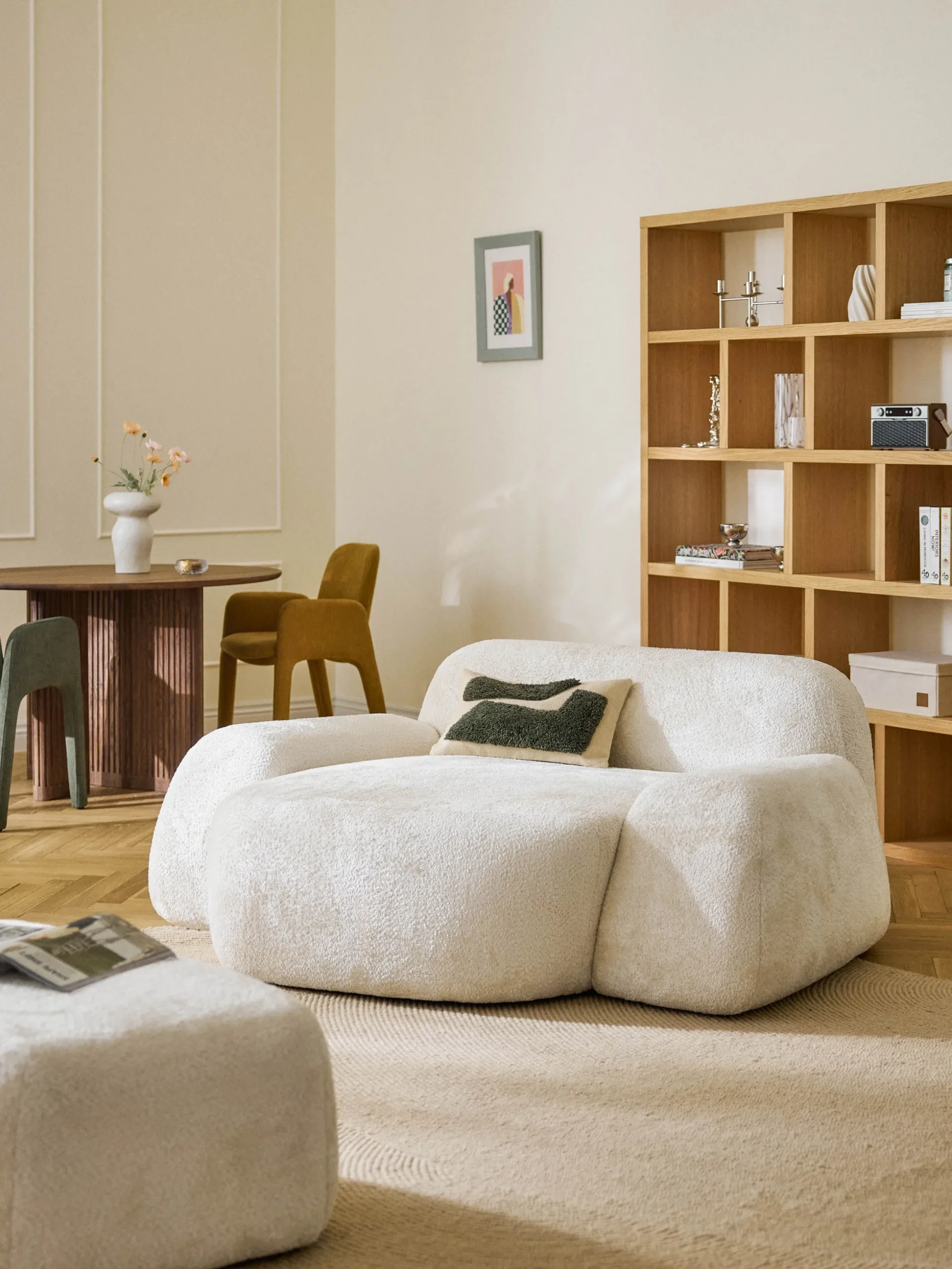 Poltrona lounge XL in teddy bouclé Wolke