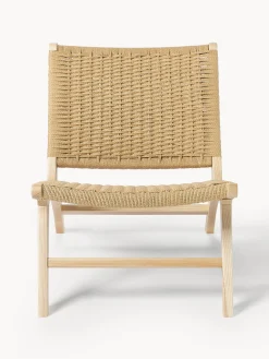 Poltrona lounge con intreccio in rattan in legno di frassino Ira