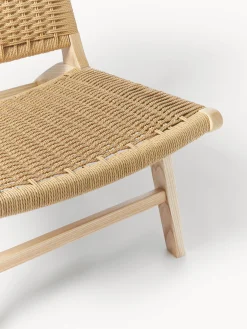 Poltrona lounge con intreccio in rattan in legno di frassino Ira
