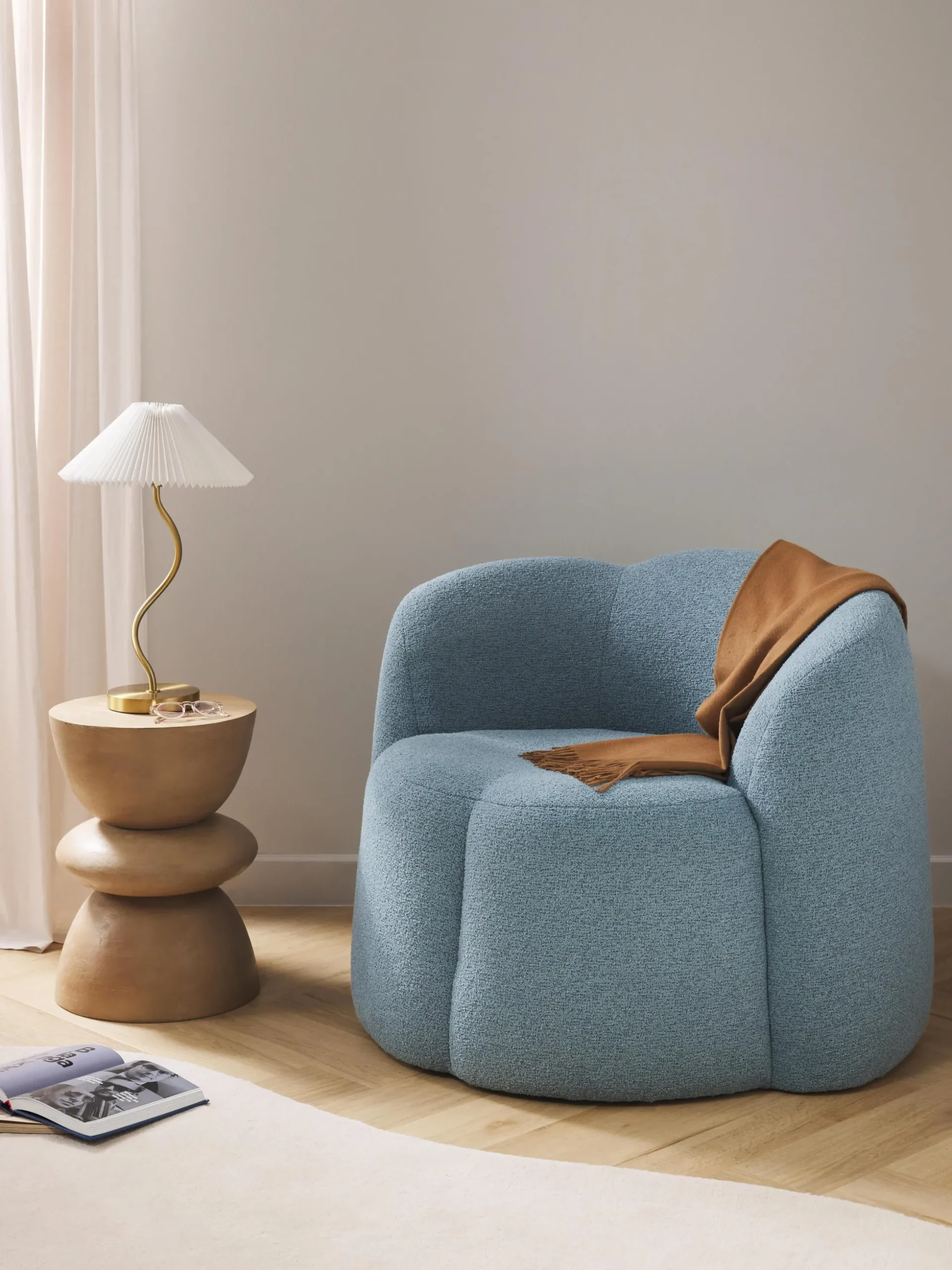 Poltrona lounge in bouclé Fleur