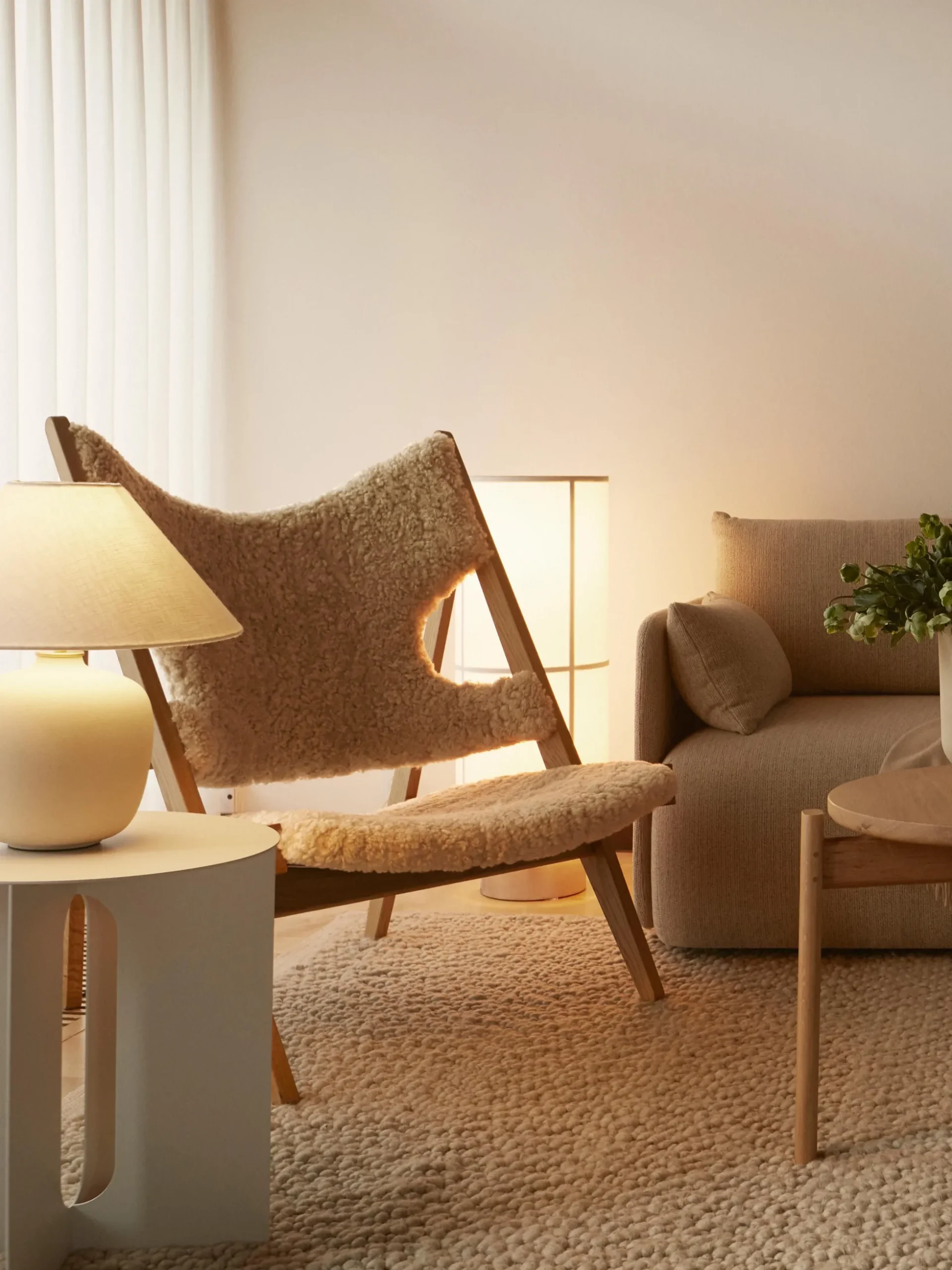 Poltrona lounge in pelle di pecora Knitting