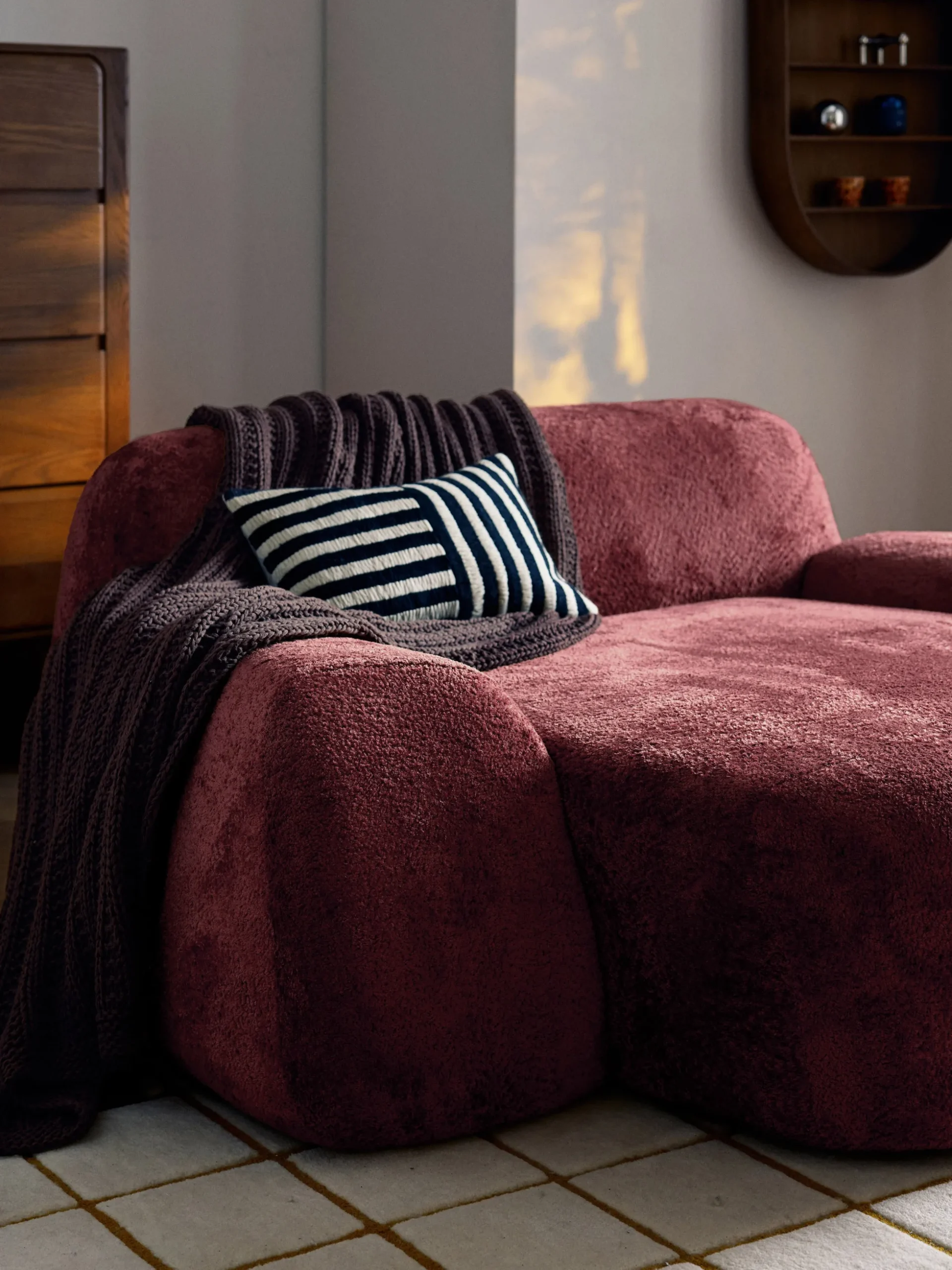 Poltrona lounge XL in teddy bouclé Wolke