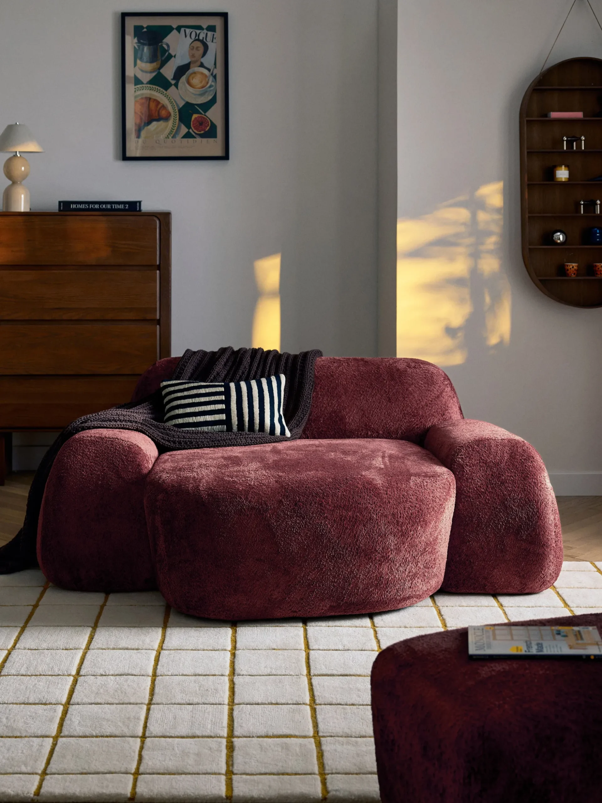Poltrona lounge XL in teddy bouclé Wolke