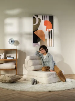 Poltrona pieghevole per bambini in teddy fatta a mano Flipster