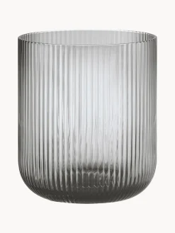 Portacanadela in vetro con superficie scanalata Ven, alt. 16 cm