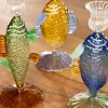 Portacandela fatto a mano in vetro borosilicato Fish