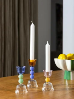 Portacandela in vetro borosilicato Perle