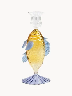 Portacandela fatto a mano in vetro borosilicato Fish