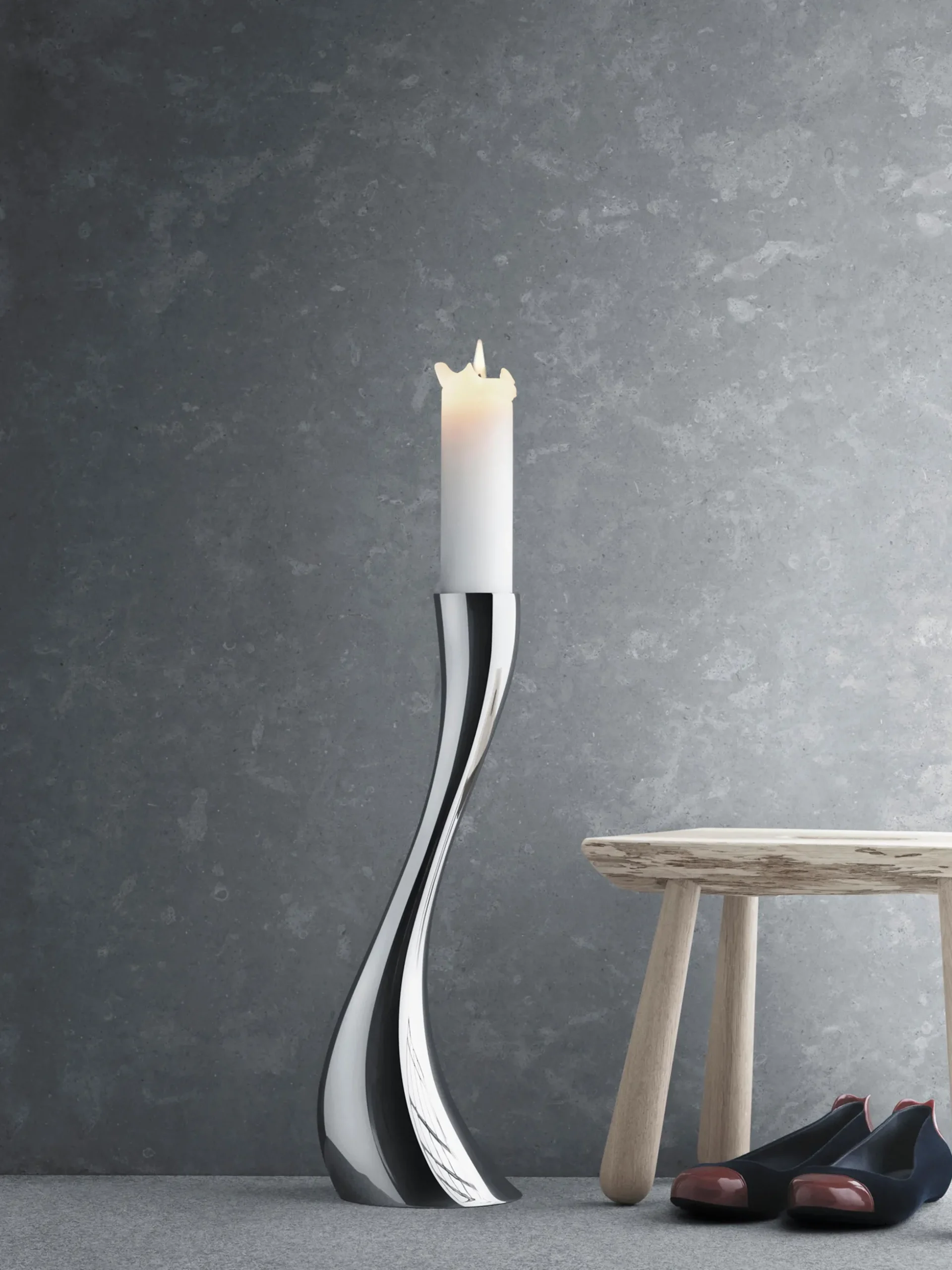 Portacandela in acciaio inossidabile Cobra, alt. 50 cm