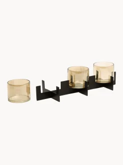 Portacandele in ottone Trio Noir