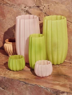 Portacandele in vetro soffiato Melon