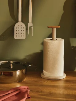 Portarotolo da cucina con decoro in legno di bambù Mattina
