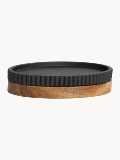 Portasapone ovale con dettaglio in legno Laura