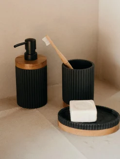 Portaspazzolino con dettaglio in legno Laura