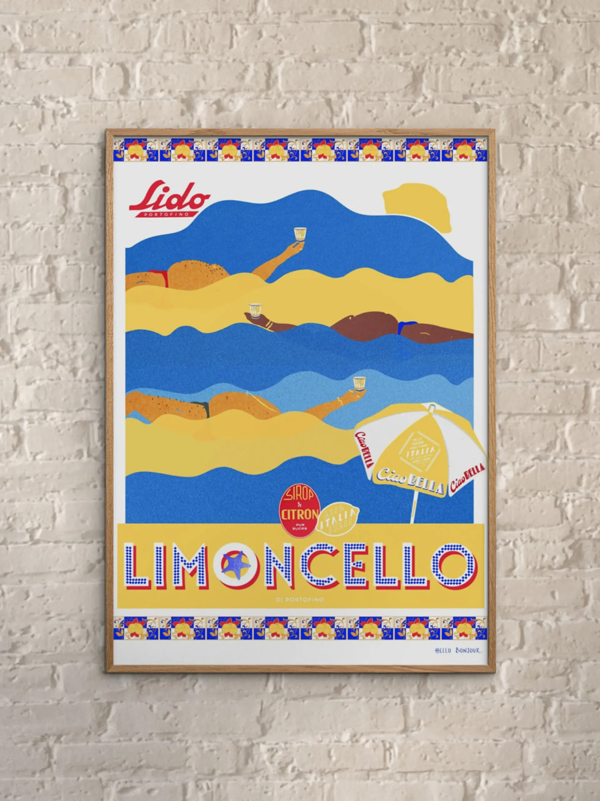Poster Hello Bonjour - En Vacances Limoncello