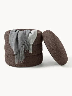 Pouf contenitore imbottito in bouclé Alto