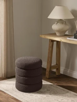 Pouf contenitore imbottito in bouclé Alto