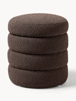 Pouf contenitore imbottito in bouclé Alto