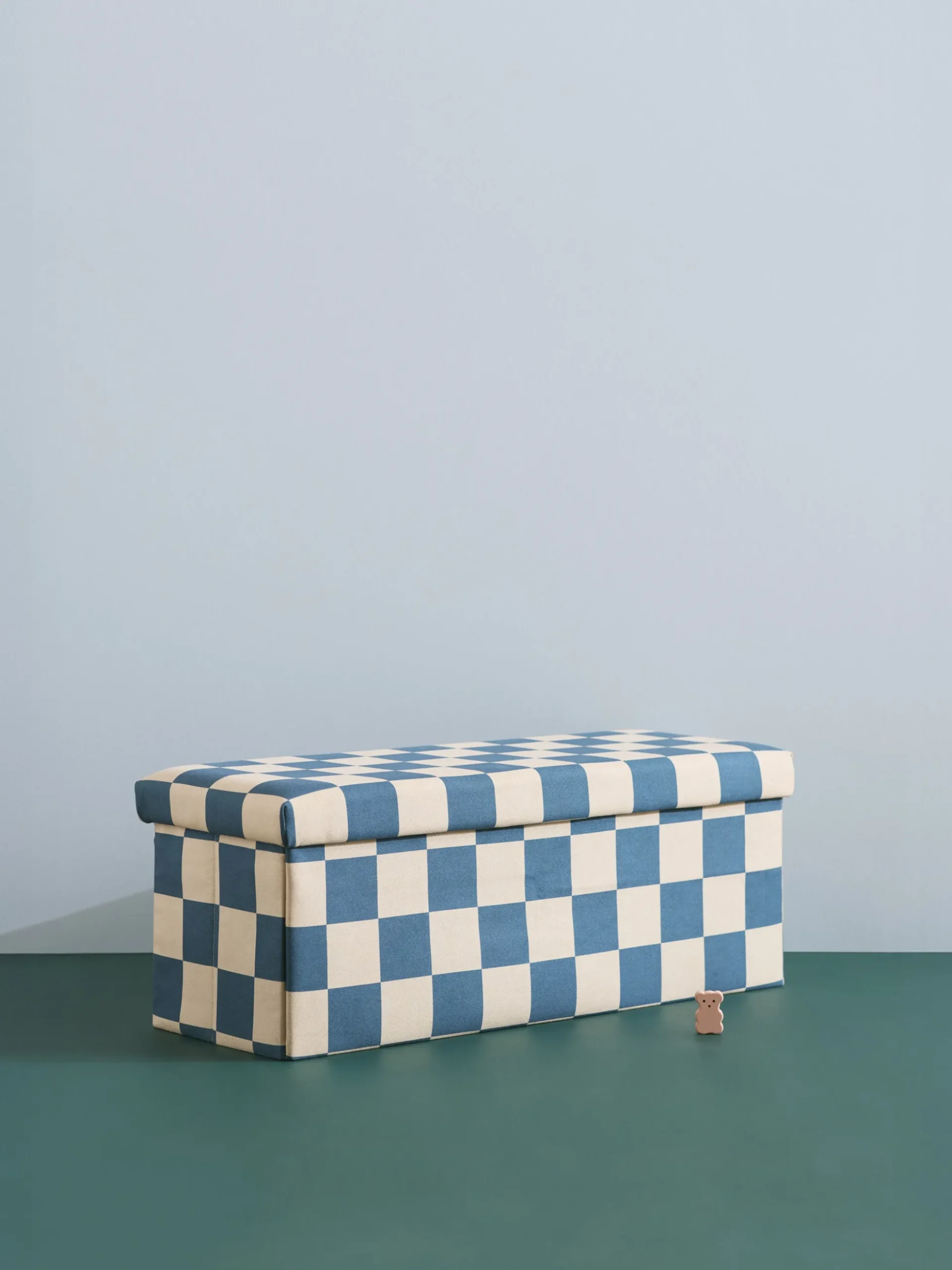 Pouf contenitore per bambini Check Teal