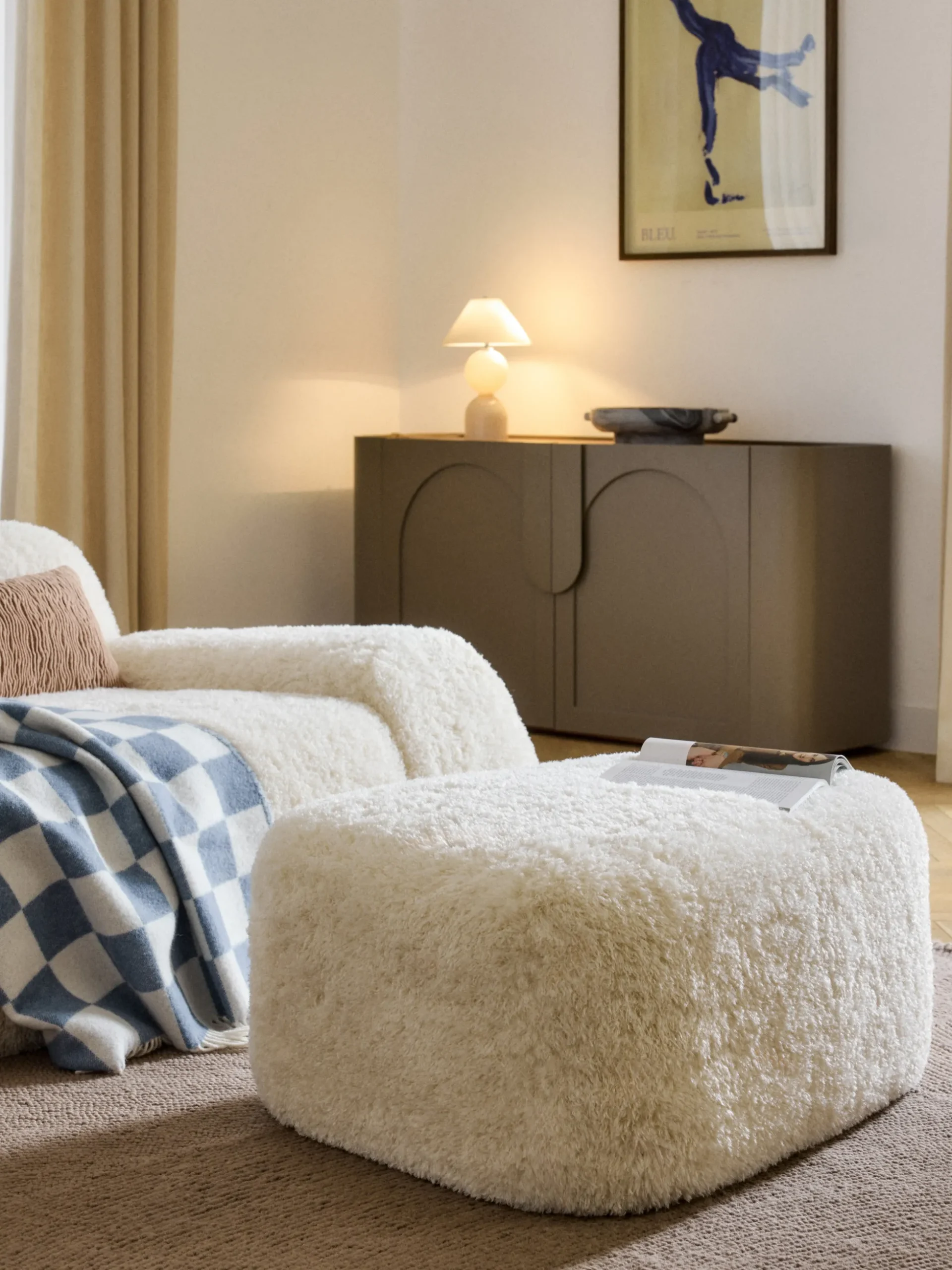 Pouf grande in teddy Wolke