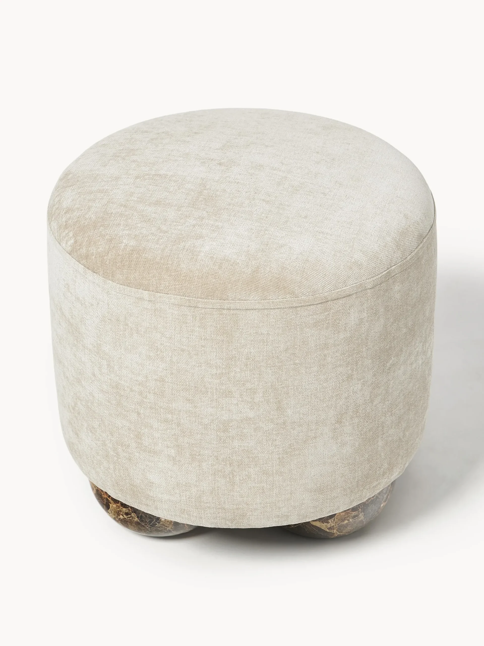 Pouf imbottito con piedini a sfera effetto marmo Lino