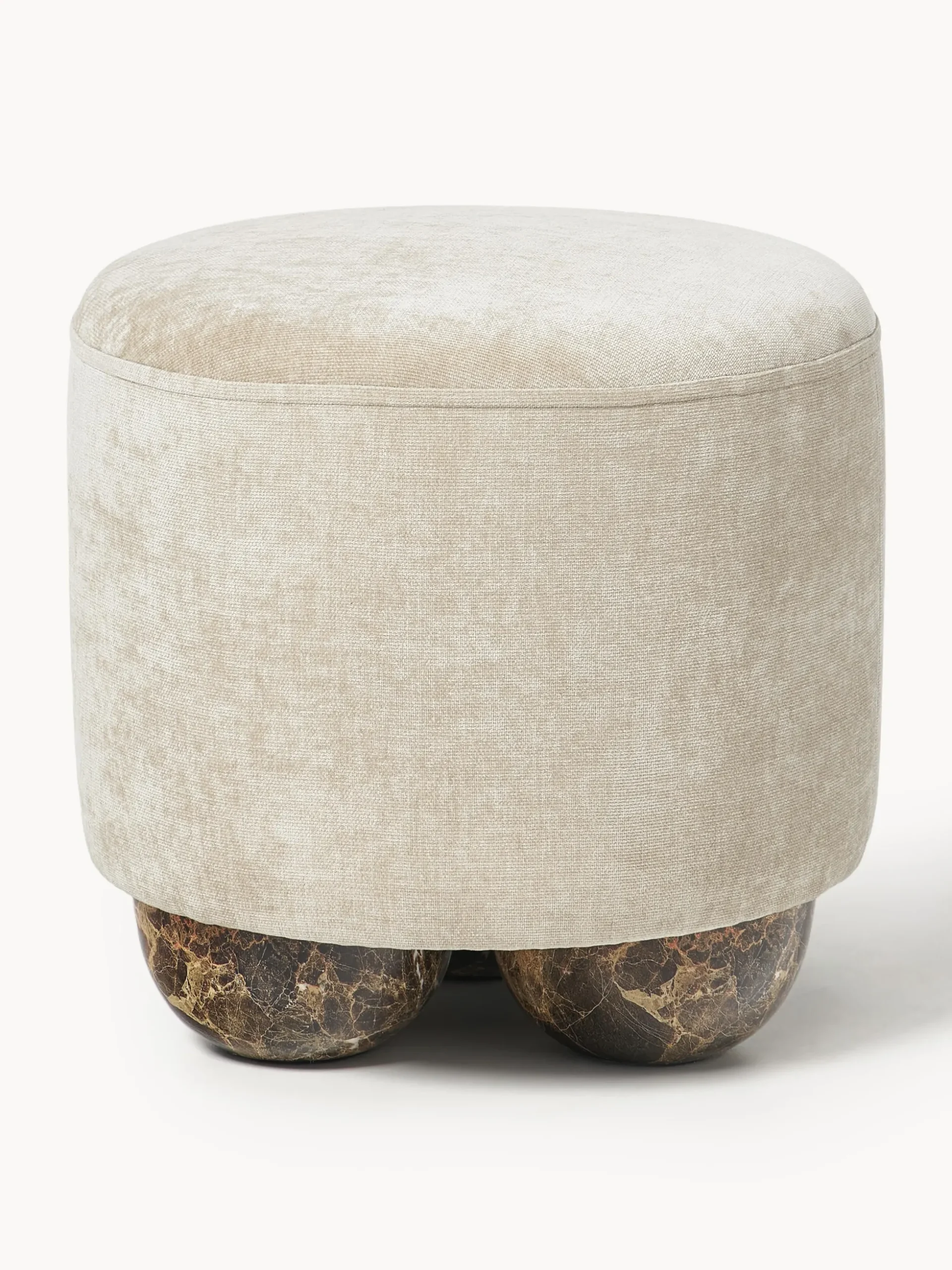Pouf imbottito con piedini a sfera effetto marmo Lino