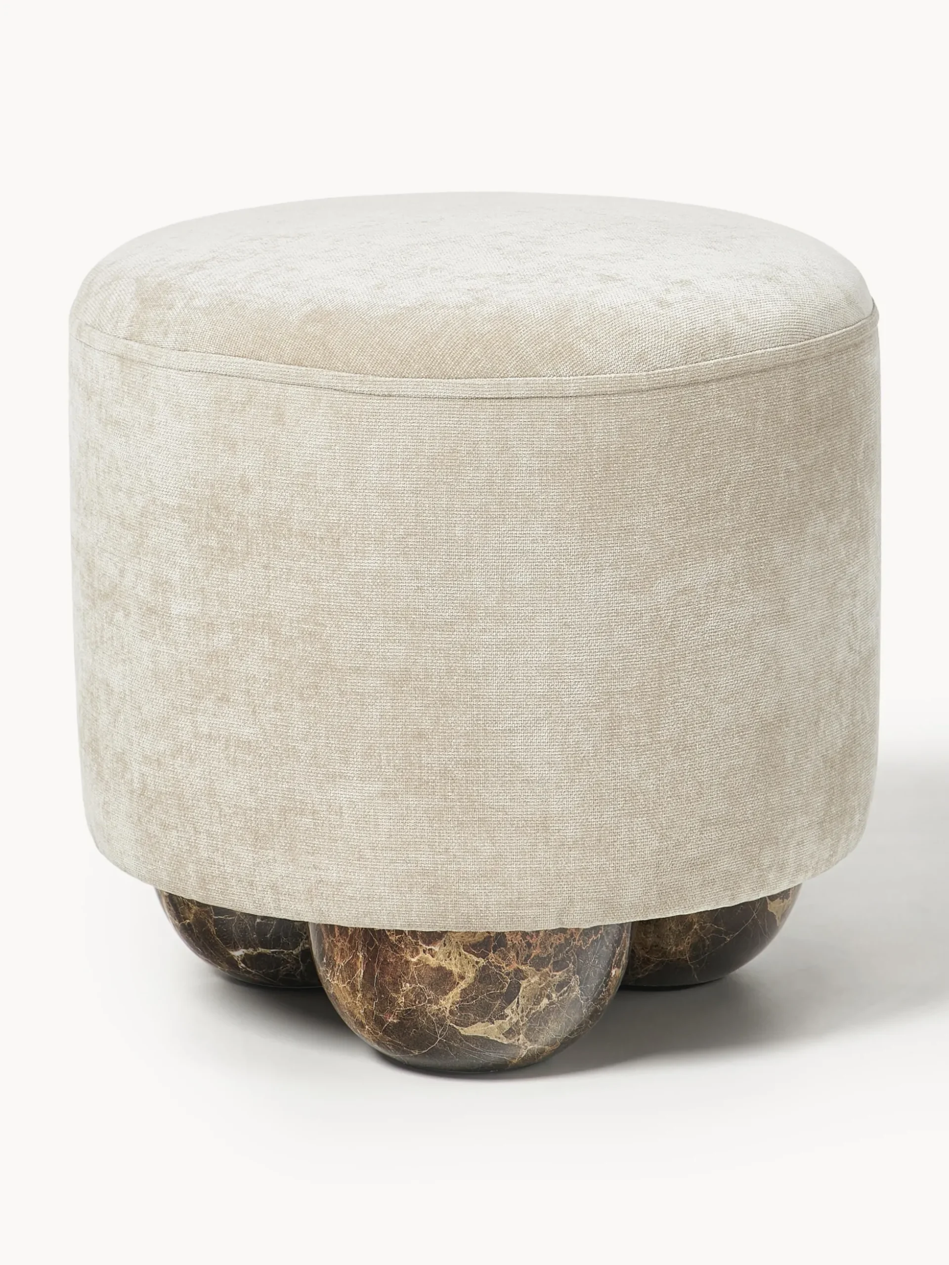 Pouf imbottito con piedini a sfera effetto marmo Lino
