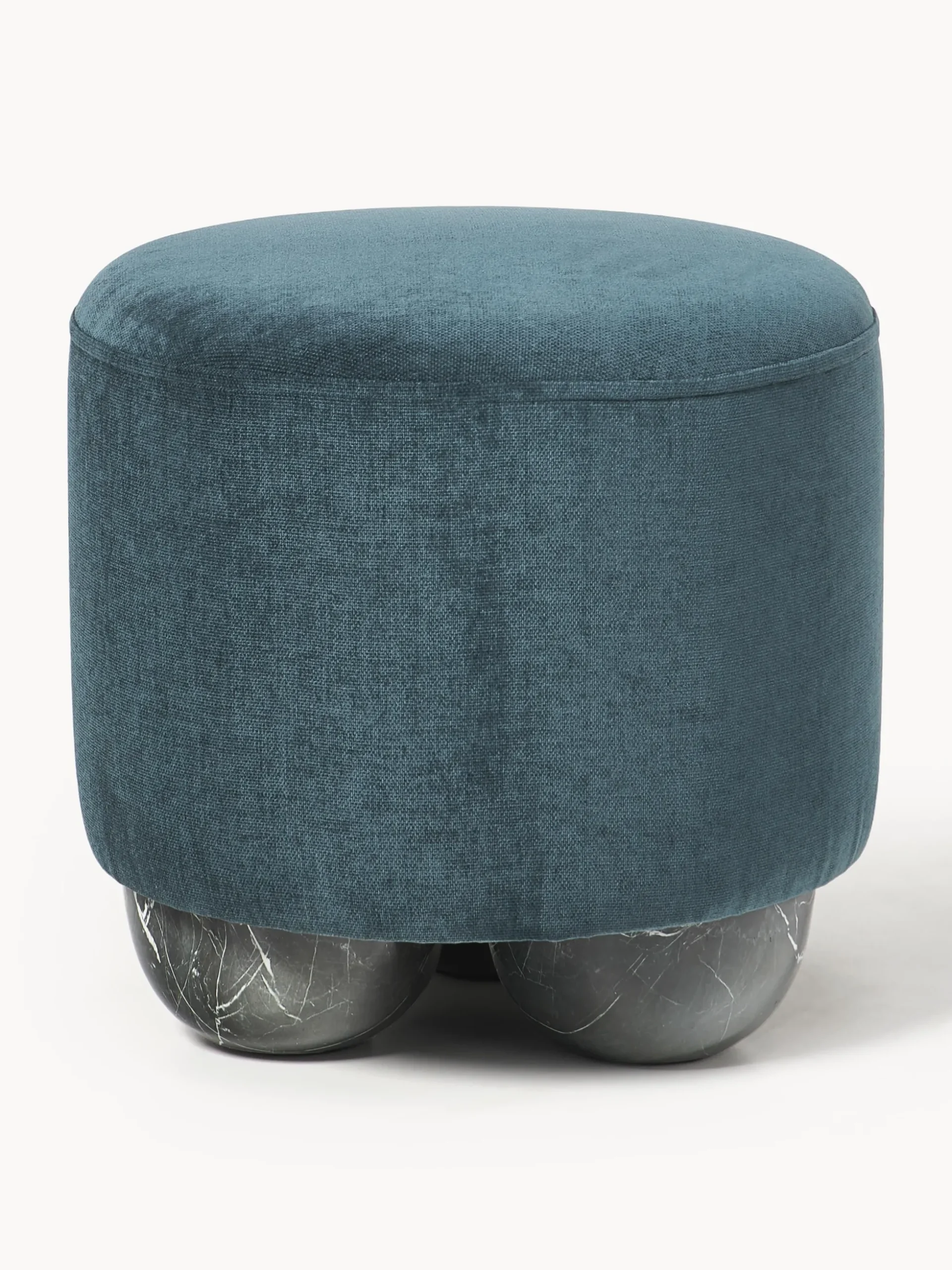 Pouf imbottito con piedini a sfera effetto marmo Lino