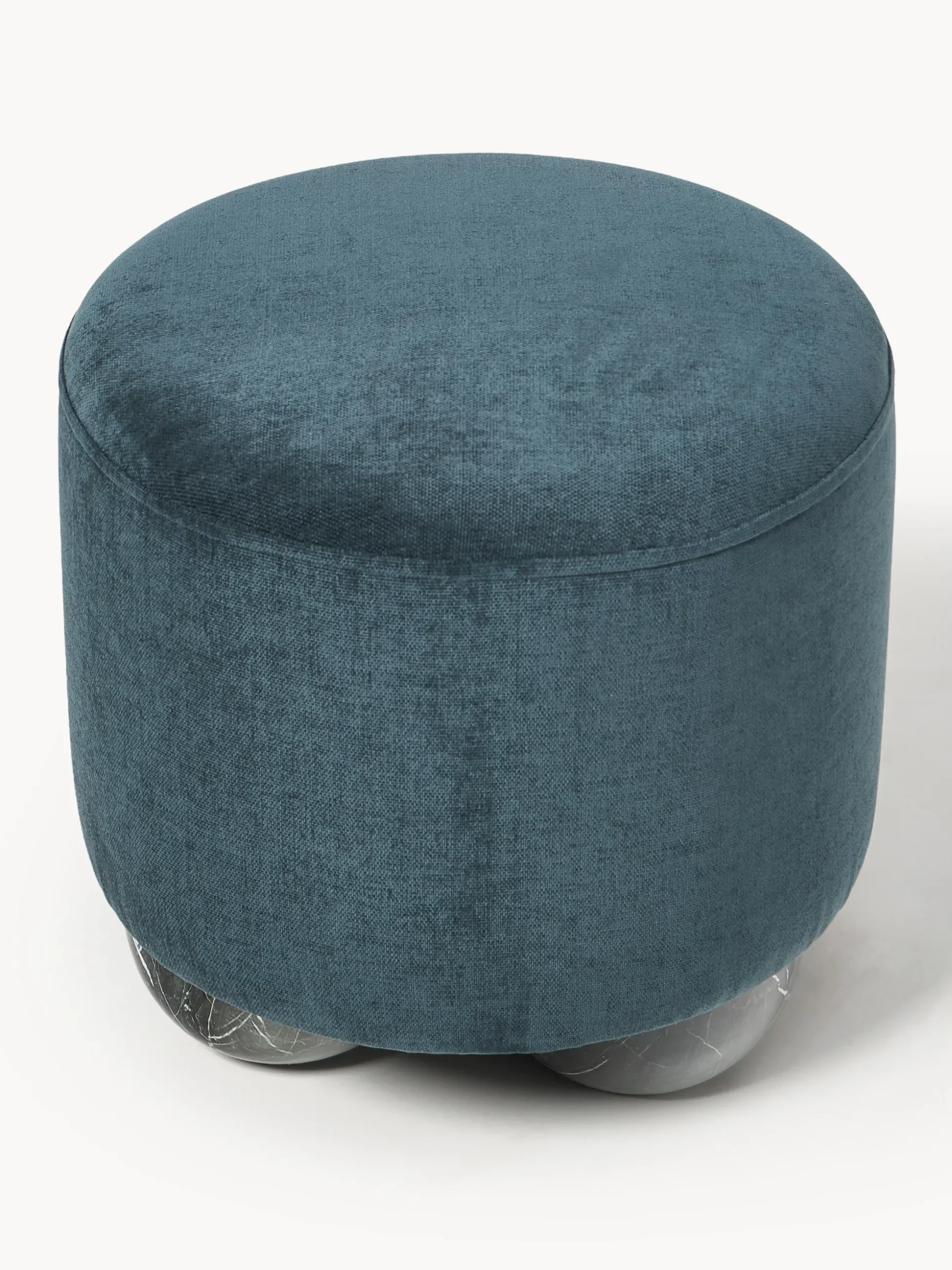 Pouf imbottito con piedini a sfera effetto marmo Lino