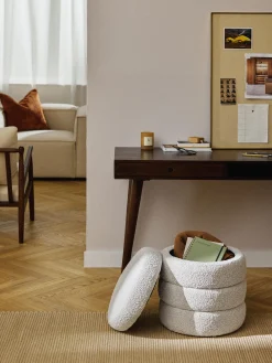 Pouf imbottito in teddy con contenitore Alto
