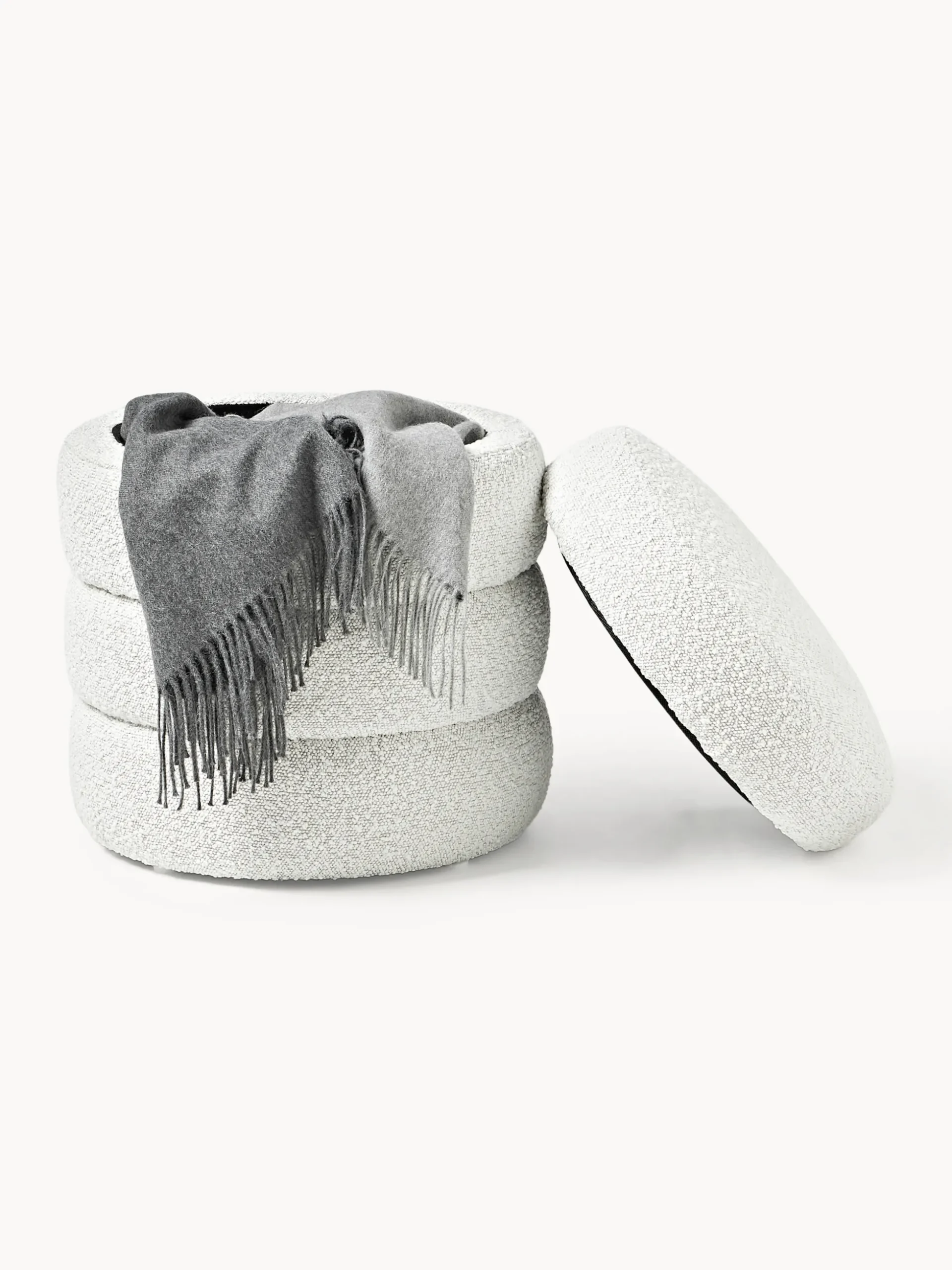 Pouf imbottito in teddy con contenitore Alto