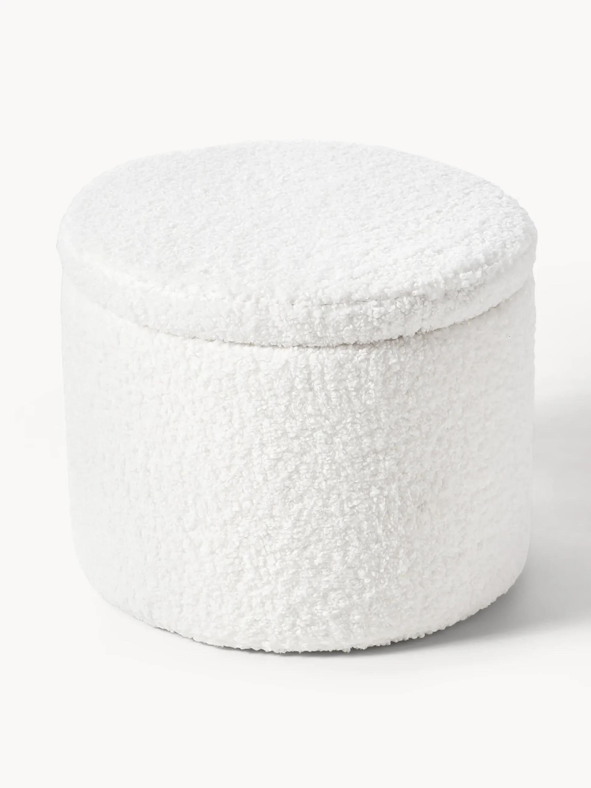 Pouf imbottito in tessuto teddy con vano contenitore Alida