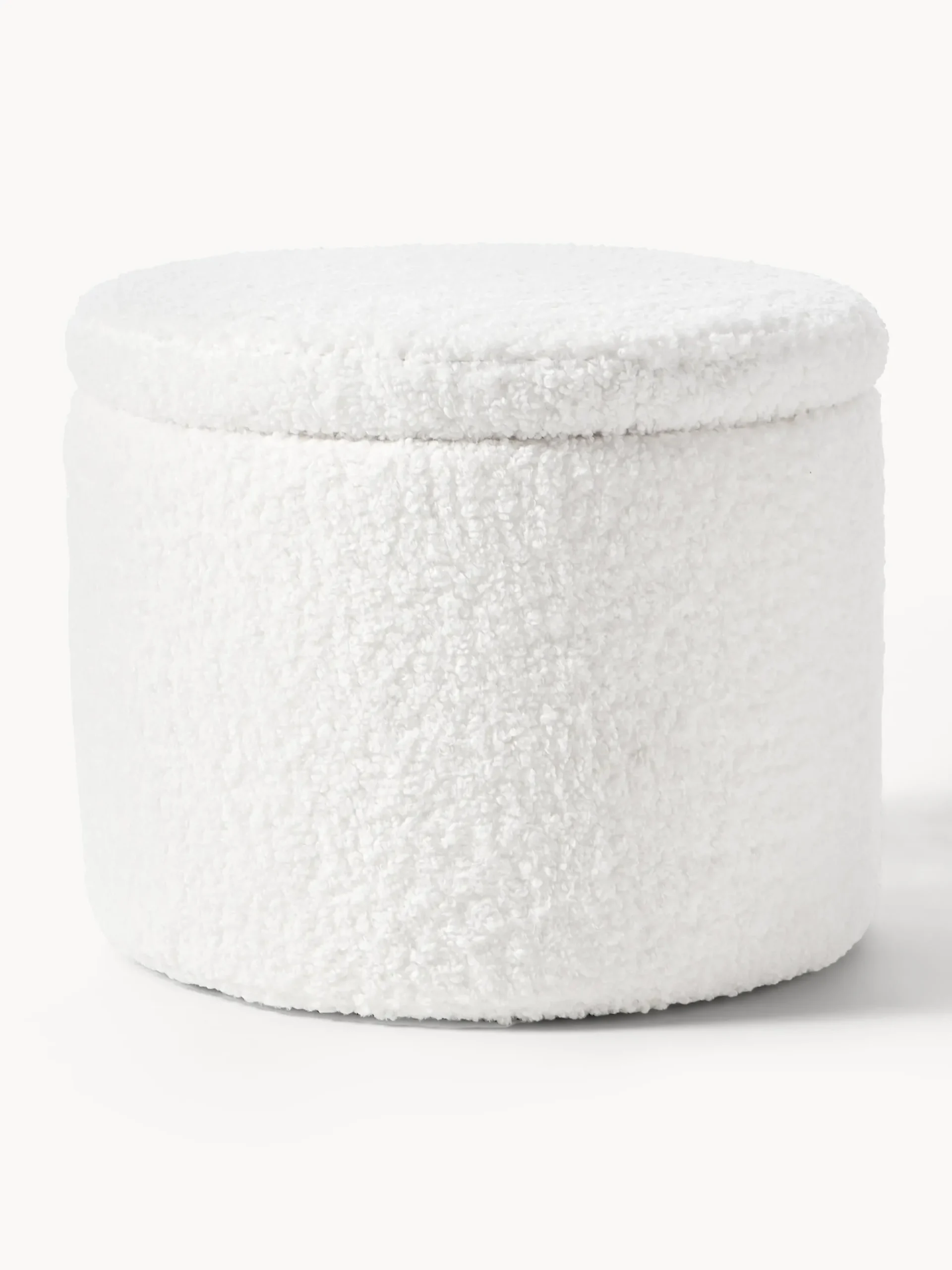Pouf imbottito in tessuto teddy con vano contenitore Alida