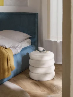 Pouf imbottito in velluto con contenitore Alto